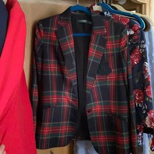 Ralph Lauren plaid 1 button blazer size 12